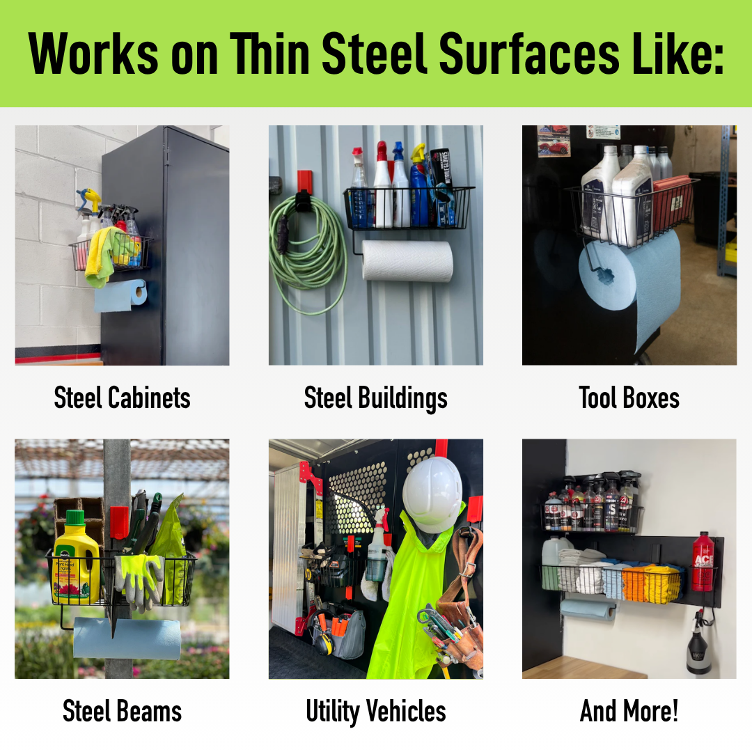 Utility Magnetic Basket with Towel Bar - Holds up to 35 lbs