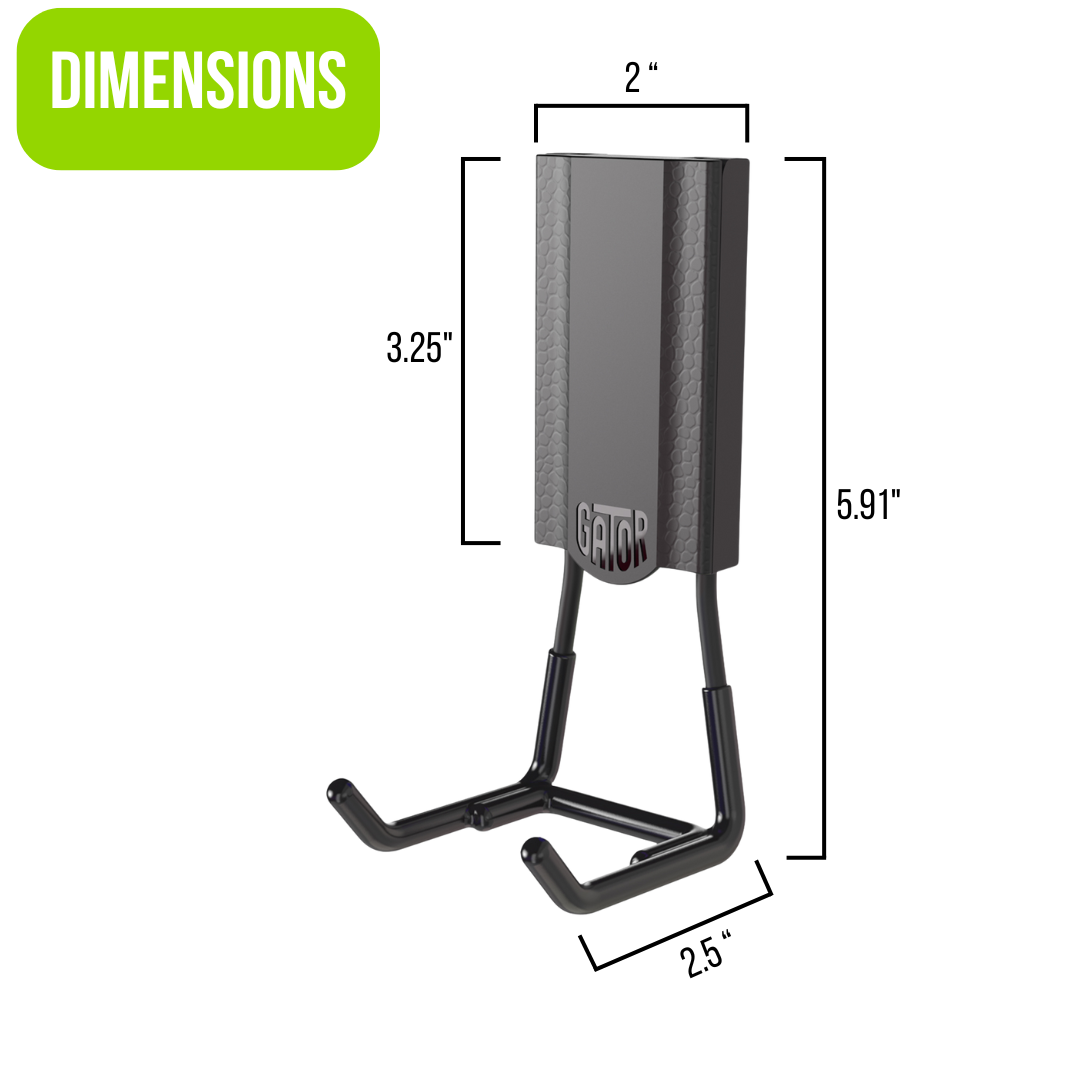 Diagram showing the dimensions of the Gator Magnetics hook, designed for heavy-duty magnetic storage on steel surfaces.