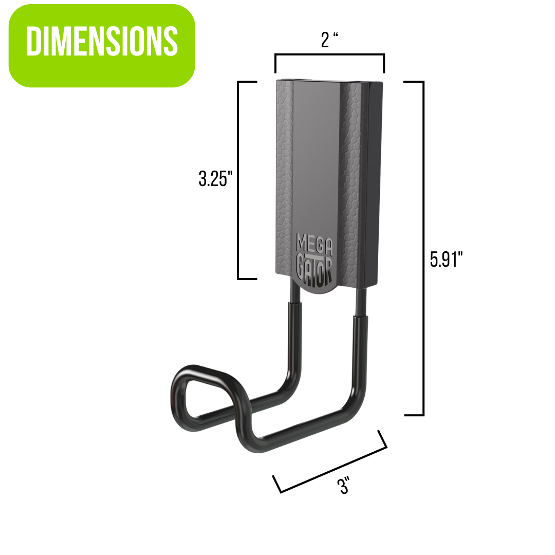 Gator Magnetics 3-inch Closed Hook with dimensions for accurate sizing in garage, workshop, and utility storage planning.