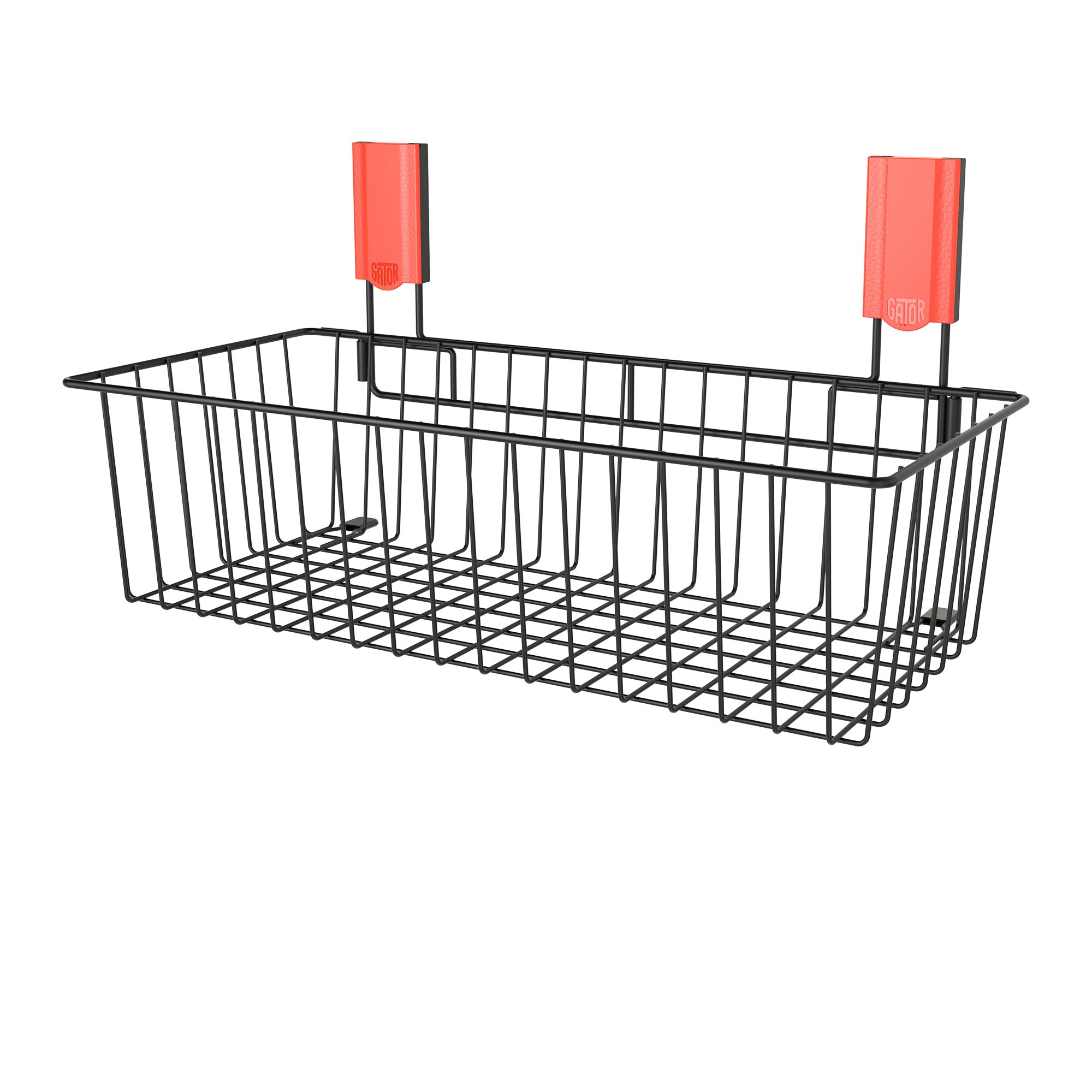 Black Gator large magnetic basket with red Easy-Off mounts on a white background.