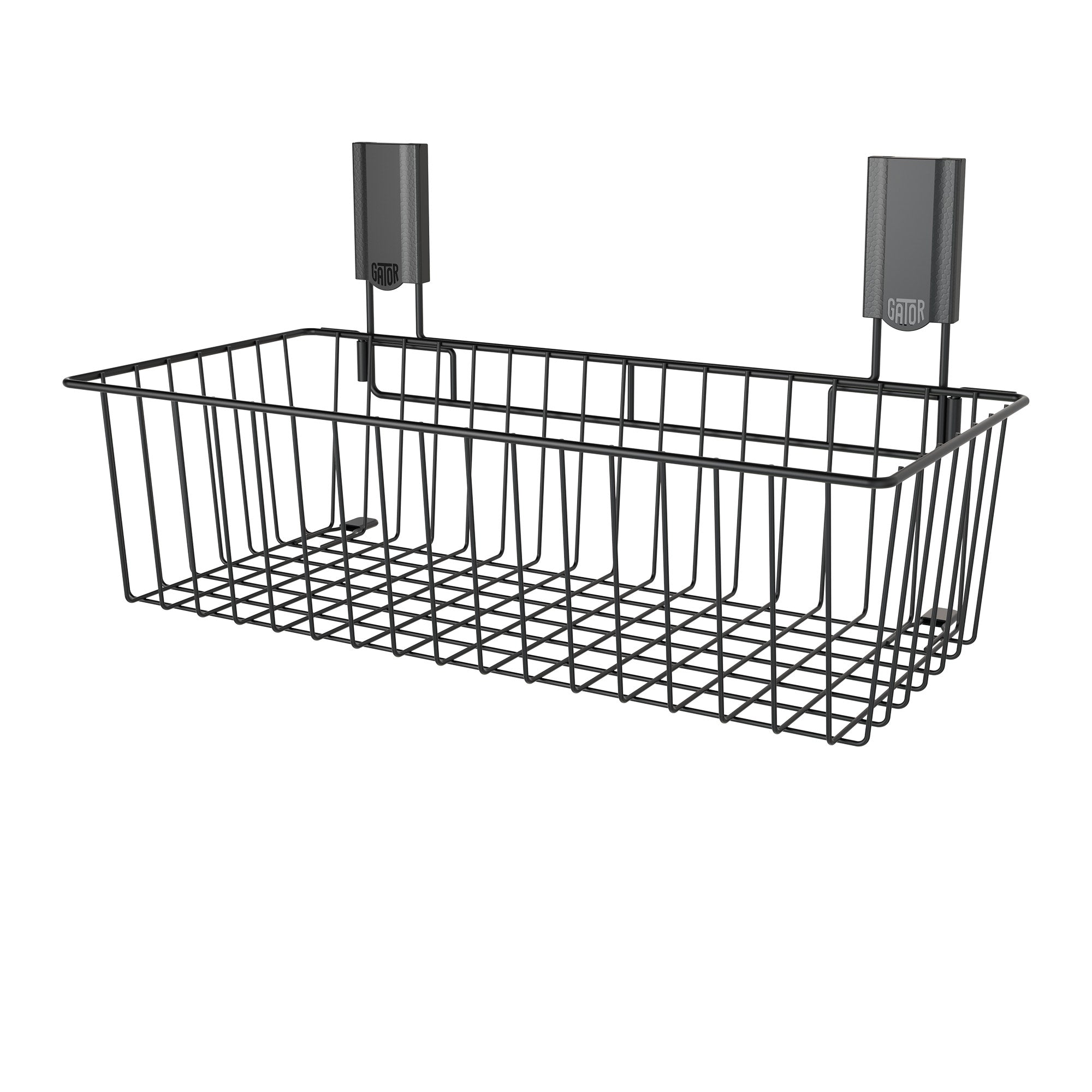 Black Gator large magnetic basket mounted on a steel wall panel with two Easy-Off mounts.