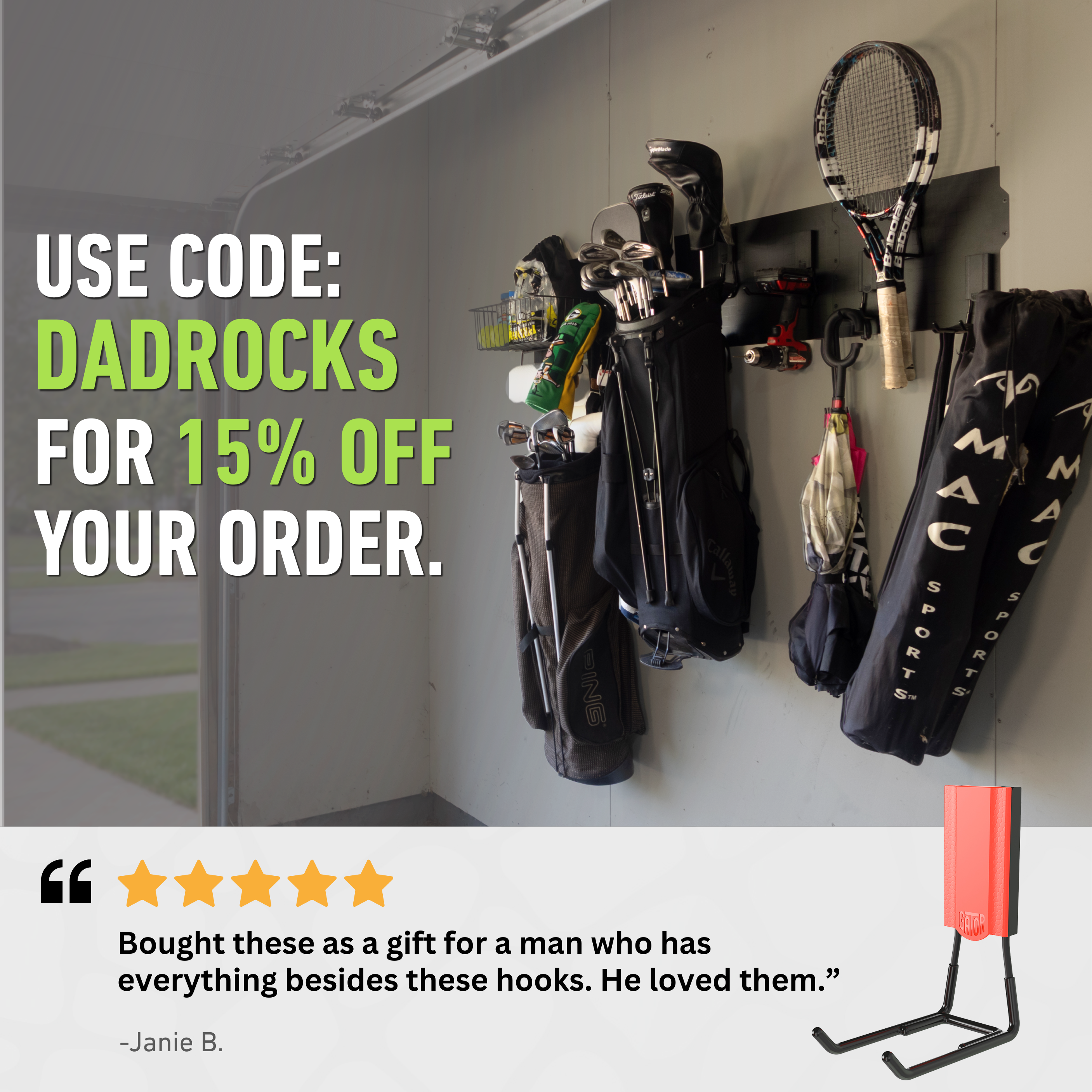 Use Code: DADROCKS For 15% Off Your Order at Gator Magnetics. "Bought these as a gift for a man who has everything besides these hooks. He loved them."