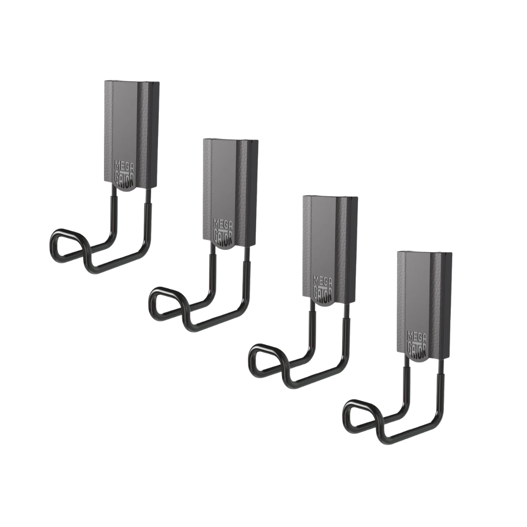 Black Gator Magnetics 3-inch MEGA Closed heavy-duty magnetic hook 4-pack shown on a white background.