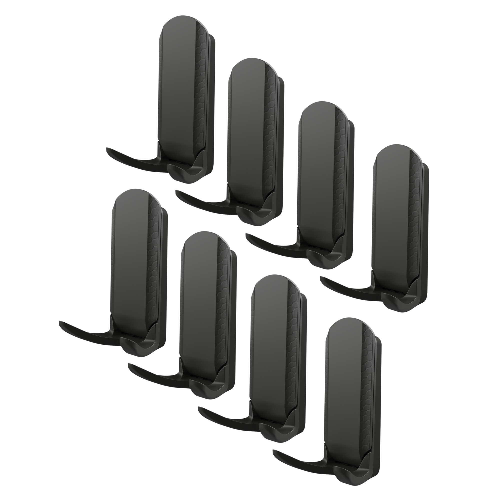 Black Gator Magnetics Dual Prong MINI magnetic hook 8-pack shown on a white background.