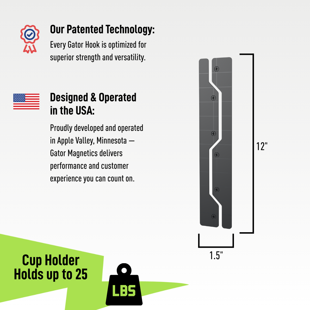 Black Gator Steel Edge Caps dimension diagram showing 12-inch height and 1.5-inch width.