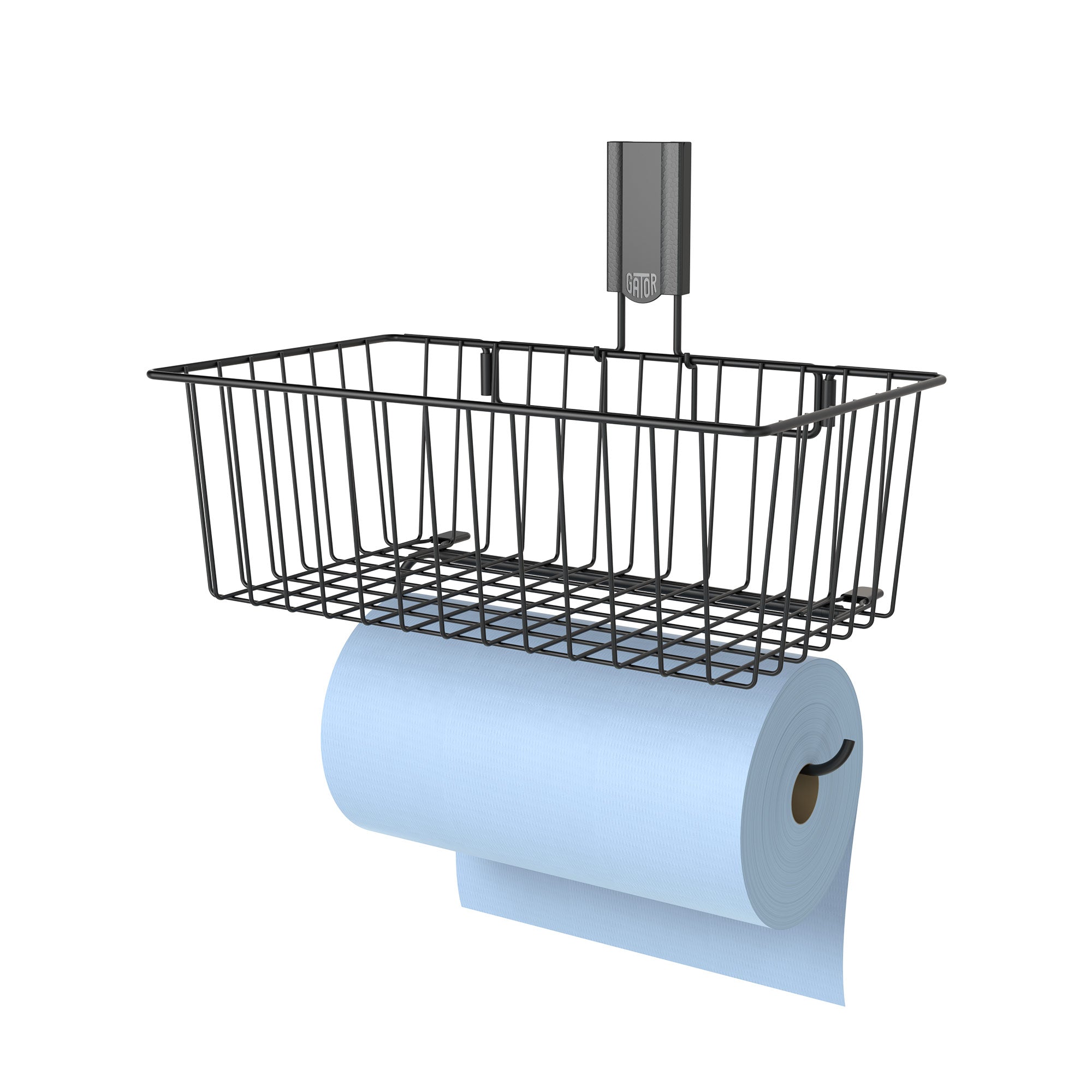 White Gator Magnetics utility magnetic basket with Towel Bar shown on a white background.